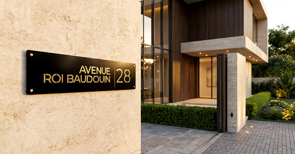 Modern style laser cut acrylic house numbers plate mounted with stainless steel standoffs