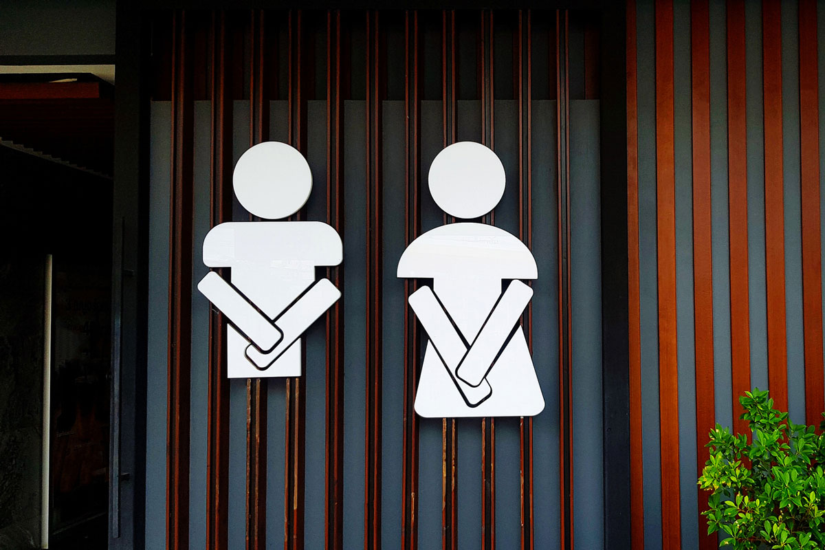 Modern ACM toilet signs in various finishes and design styles for commercial spaces