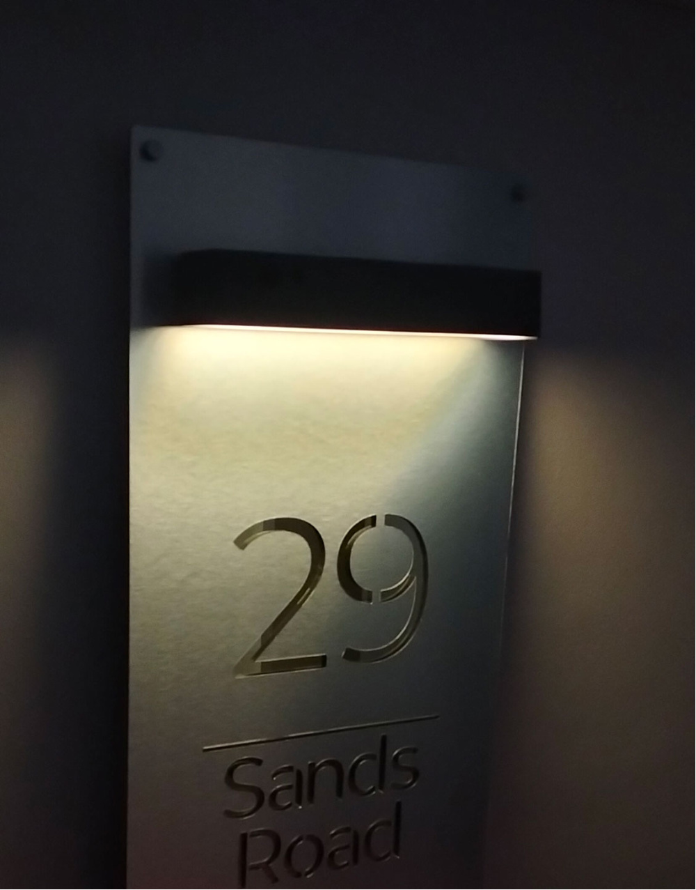 brushed-aluminium-solar-street-sign-light-on