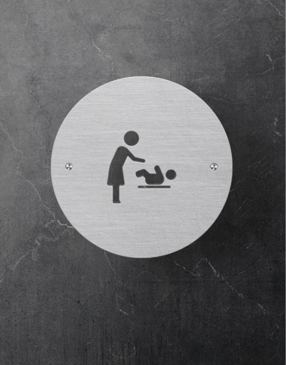 toilet-sign-baby-station-brushed-aluminium-round